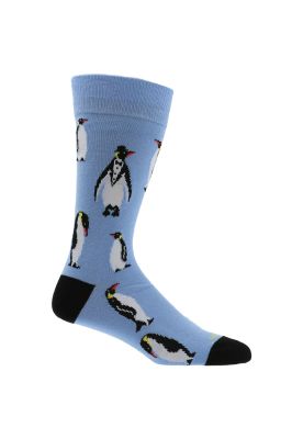 Calcetín Algodón Hombre Penguin Celeste
