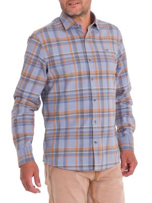 Camisa Algodón Orgánico Hombre Flannel Azul