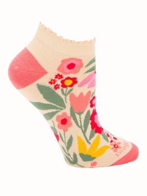 Calcetín Algodón Mujer Ped Florita Beige