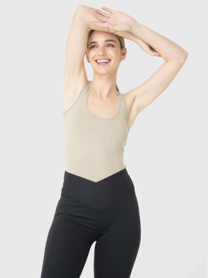 Polera Sin Mangas Mujer Tank Seamless Beige