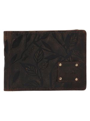 Billetera Cuero Mujer Hu Leaves Bifold Café