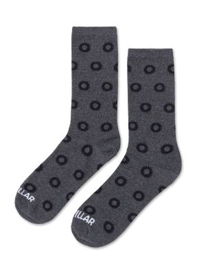 Calcetín Largo Diseño Ruedas Hombre Gris Oscuro