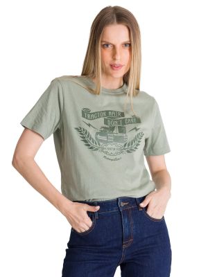 Polera Manga Corta Mujer Diseño Tractor Verde