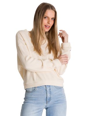 Polerón Cuello en V Mujer Oversize Waffle Blanco