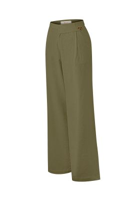 Pantalón Lino Orgánico Mujer Danubio Verde
