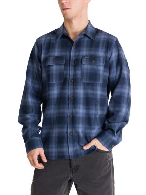 Camisa Manga Larga Hombre Flannel Azul Oscuro