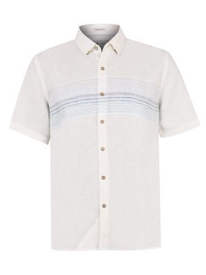 camisa Lino Orgánico Beige Linenstripe Hombre