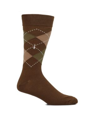 Imagen 1 del producto Calcetín Algodón Hombre C Cuff Argyle Café