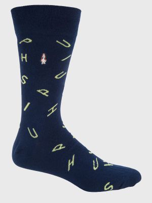 Imagen 1 del producto Calcetin Algodón Hombre Cuff Letter Azul