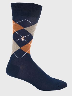 Calcetin Algodón Hombre D Rombos Azul