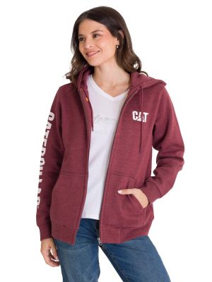 Polerón Full Zip Trademark Banner Mujer Rojo