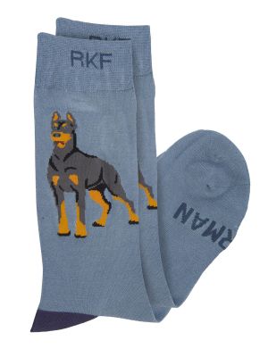 Imagen 2 del producto Calcetin Bambú Hombre Doberman Azul