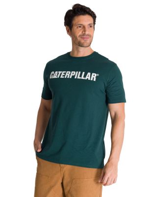 Polera Manga Corta Hombre Verde Logoerpillar