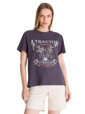 Polera Manga Corta Mujer Diseño Gris Oscuro