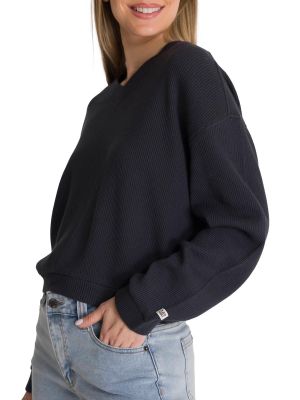 Imagen 2 del producto Polerón Cuello en V Mujer Oversize Waffle Grafito