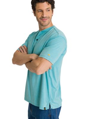 Imagen 1 del producto Polera Manga Corta Hombre Henley Burnout Azul Claro