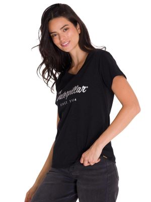 Imagen 2 del producto Polera Metallic Script V-Neck Mujer Negra