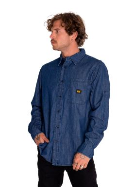 Camisa Manga Larga Hombre Denim Gris