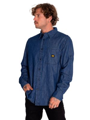 Camisa Manga Larga Hombre Denim Gris