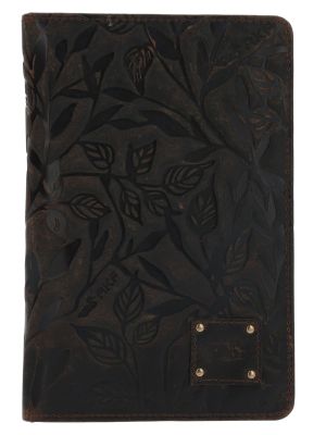 Billetera Cuero Mujer Hu Leaves Magnet Café