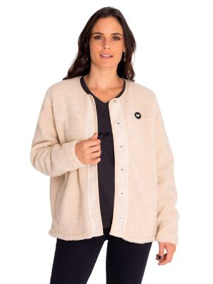 Polar Mujer Long Button Front Sherpa Beige/Crudo