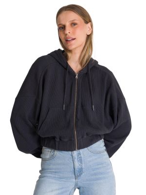 Imagen 1 del producto Polerón Con Gorro Mujer Waffle-Knit Grafito