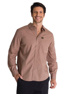 Camisa Manga Larga Hombre Convertible Café