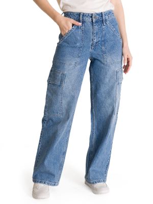 Jeans Cargo Mujer Relaxed Azul