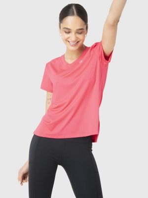 Polera Manga Corta Mujer V-Neck Fucsia