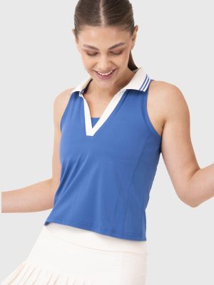 Polera Mujer Polo Crop Azul