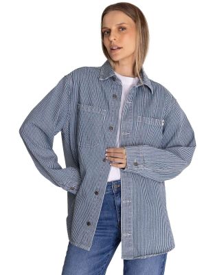 Chaqueta Oversized Mujer Stripe Denim Azul