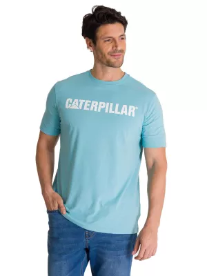 Polera Manga Corta Hombre Logoerpillar Celeste