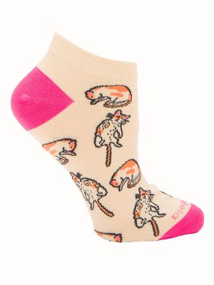 Calcetín Algodón Mujer Ped Gatus Beige