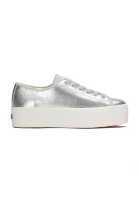 Zapatilla Cuero Mujer Triple Up Plateado