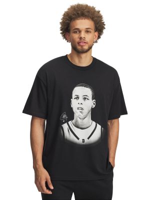 Polera Manga Corta Basketball Hombre Curry HW Oversize Negro