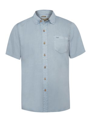 Camisa Tencel Hombre Azul Claro