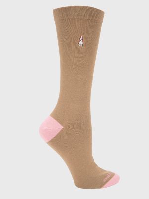 Calcetin Algodón Mujer Plain Beige/Crudo