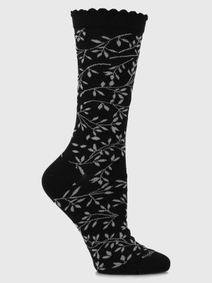 Calcetin Algodón Mujer C St Leaves Negro