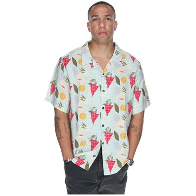 Camisa M/C Hombre Tropical Geometry Azul