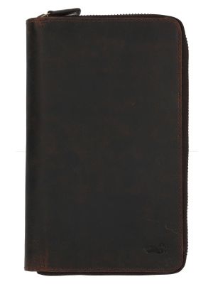 Billetera Cuero Mujer Hu Passport Zip Café