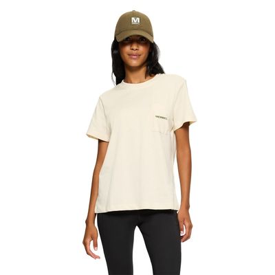 Polera Manga Corta Mujer Relaxed Pocket Beige