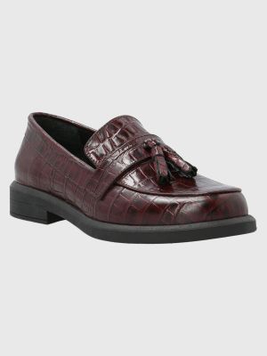 Mocasín Cuero Mujer Finn Burdeo