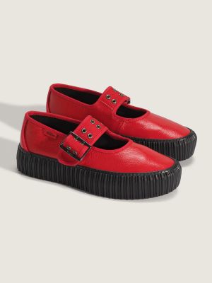 Imagen 2 del producto Zapatilla Cuero Mujer Mary Jane Creeper Rojo