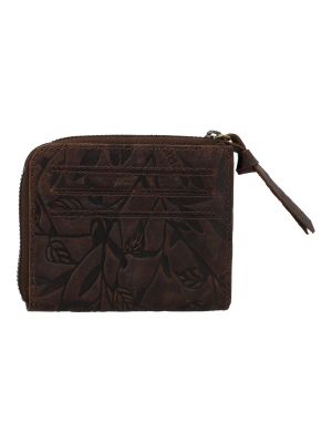 Imagen 2 del producto Billetera Cuero Mujer Hu Leaves Cardzip Café