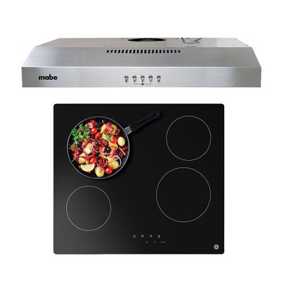 Imagen 2 del producto kit Encimera vitroceramica GE + Campana Mabe 60cm Inox Cm6045xv0_Pg6040evn0