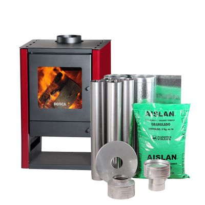 Imagen 1 del producto Pack Calef. Bosca a Leña Gold 380 Burdeo + Kit Instalacion