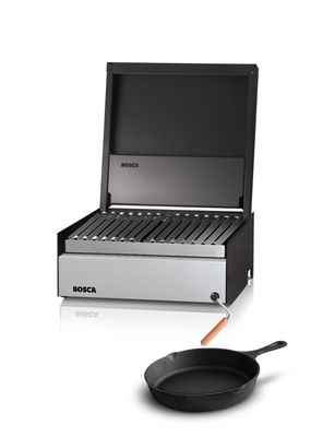 Pack Parrilla a Carbon Bosca Block 500 + Sarten fierro pequeño