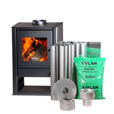 Pack Calef. Bosca a Leña Gold 380 Charcoal + Kit Instalación