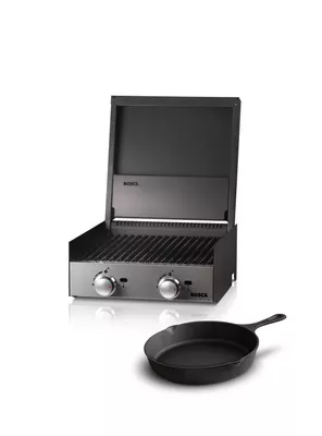 Pack Parrilla A Gas Bosca Block 500 + Sarten Fierro Pequeño