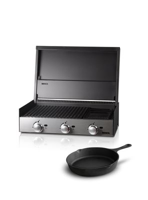 Pack Parrilla A Gas Bosca Block 750 + Sarten Fierro Pequeño